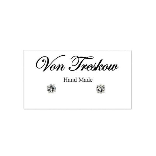 Von Treskow Sterling Silver Medium Cubic Zirconia Stud Earrings