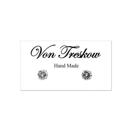 Von Treskow Sterling Silver Large Cubic Zirconia Stud Earrings