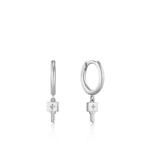 Ania Haie Under Lock & Key Silver Key Huggie Earrings