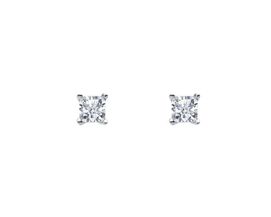 Sterling Silver Princess cut Cubic Zirconia Stud Earrings