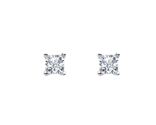 Sterling Silver Princess cut Cubic Zirconia Stud Earrings