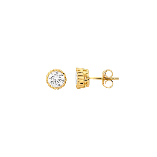 Gold Plated Cubic Zirconia Stud Earrings