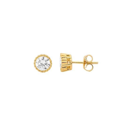 Gold Plated Cubic Zirconia Stud Earrings