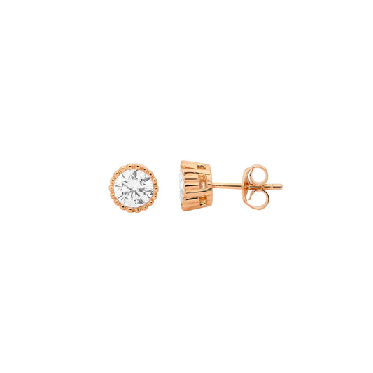 Rose Gold Plated Cubic Zirconia Stud Earrings