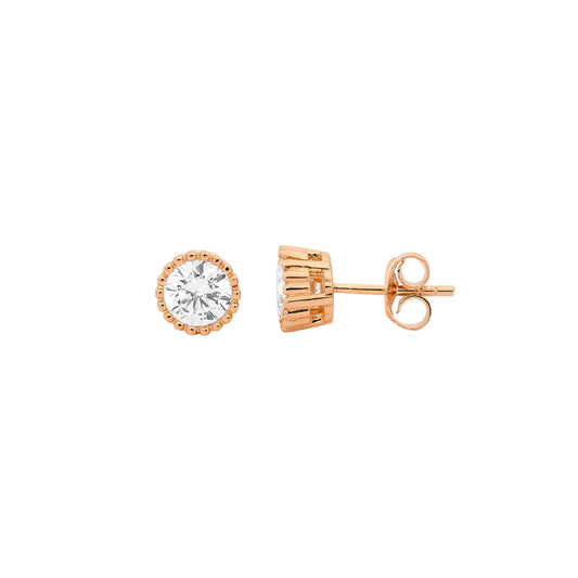 Rose Gold Plated Cubic Zirconia Stud Earrings