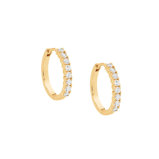 Gold Plated Cubic Zirconia Hoop Earrings