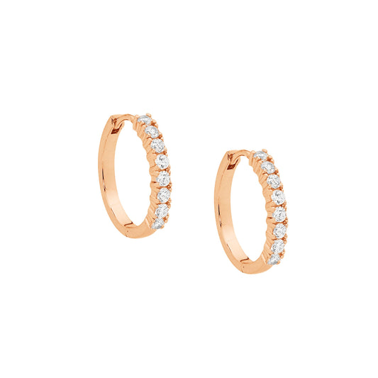 Rose Gold Plated Cubic Zirconia Hoop Earrings