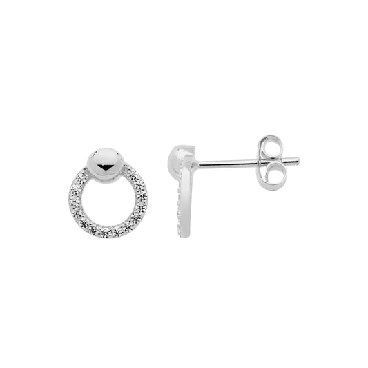 Sterling Silver Cubic Zirconia Open Circle Stud Earrings