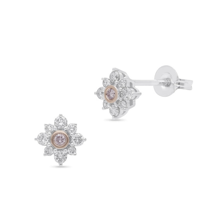 9ct Pink Caviar Diamond Stud Earrings