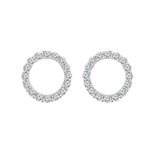 9ct White Gold Diamond Circle Stud Earrings with 0.20ct Diamonds