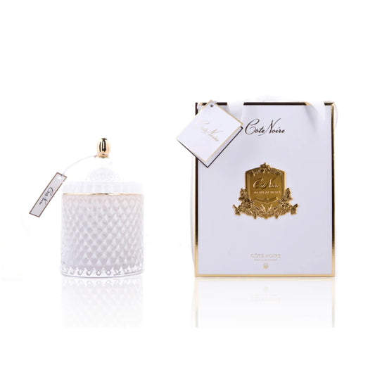 Cote Noire - Grand White Art Deco Candle - Jasmine Flower Tea 600g