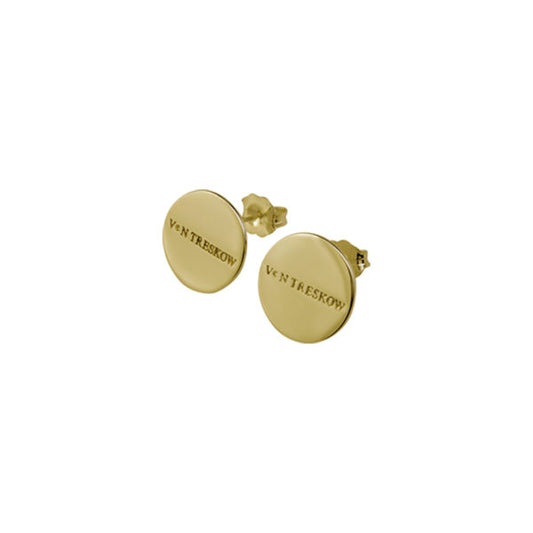 Von Treskow Sterling Silver Gold Plated Plate Stud Earrings