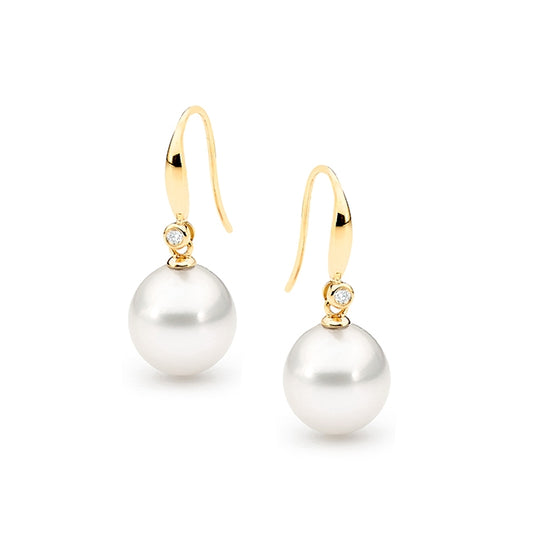 9ct Gold Edison Freshwater Pearl Diamond Earrings