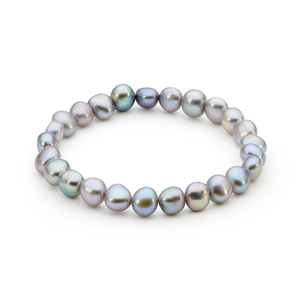 Dyed Grey Baroque Freshwater Pearl Elastic Bracelet