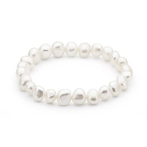 White Baroque Freshwater Pearl Elastic Bracelet