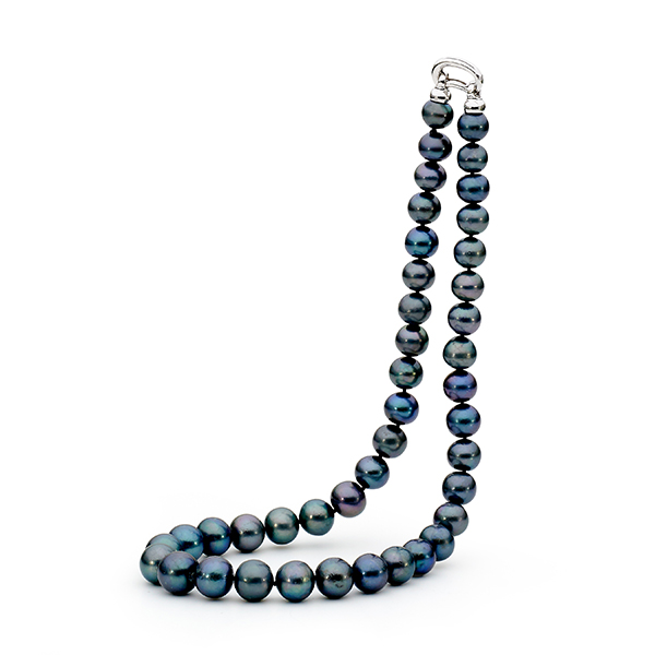 Sterling Silver Dyed Black Edison Freshwater Pearl Necklace