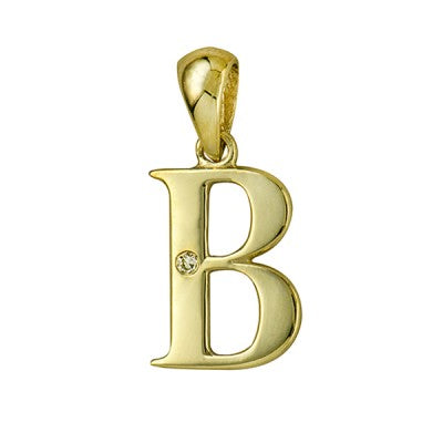 9ct Yellow Gold Initial 'B' Pendant