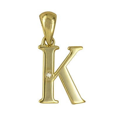 9ct Yellow Gold Initial 'K' Pendant