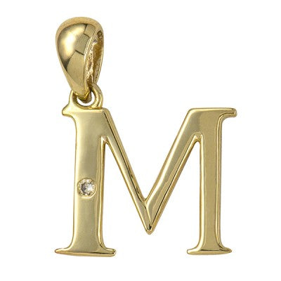 9ct Yellow Gold Initial 'M' Pendant