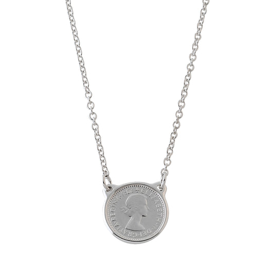 Von Treskow Sterling Silver name chain Necklace with Threepence