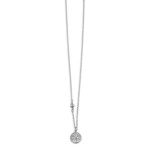 Von Treskow Fine Sterling Silver Ball Chain Necklace with Tree Of Life