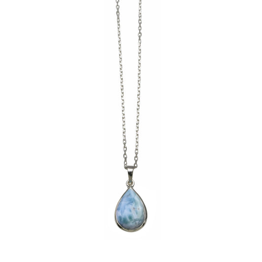 Von Treskow Sterling Silver Necklace with Pear Larimar Pendant