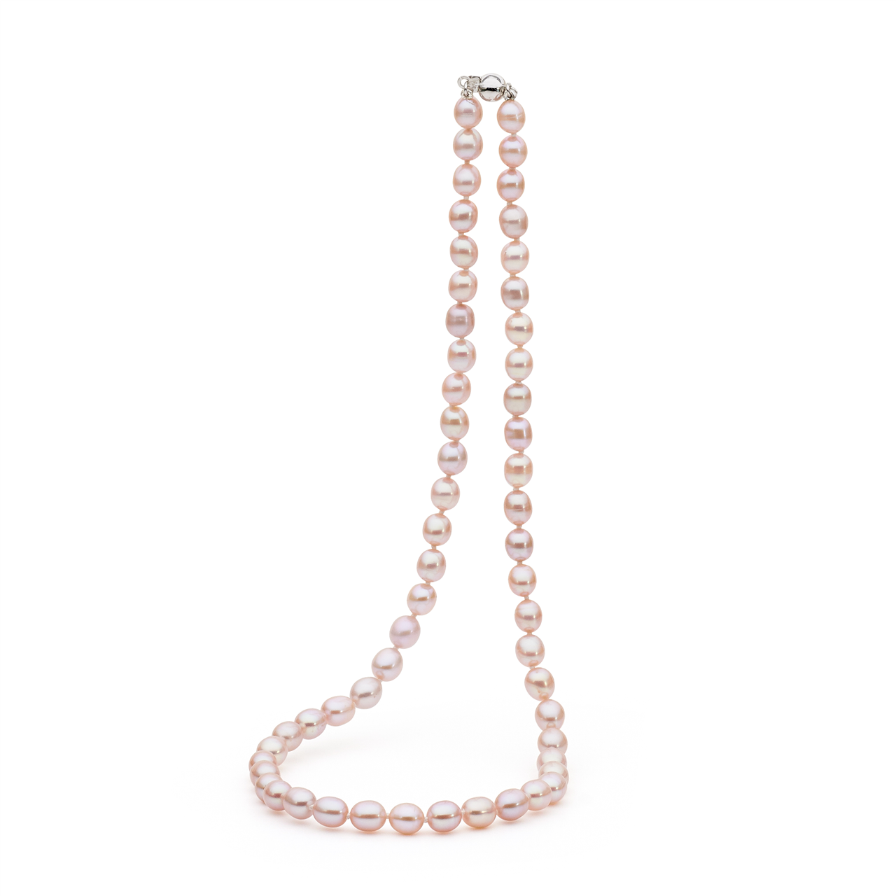 Sterling Silver Pink Oval Freshwater Pearl Strand