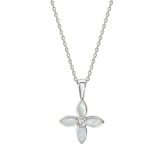 Murkani Sterling Silver Mother of Pearl Floral Necklace