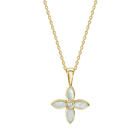 Murkani Gold Plated Mother of Pearl Floral Necklace