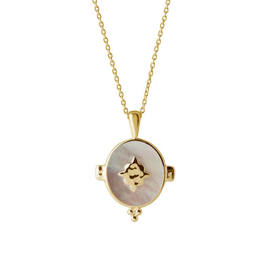 Murkani Yellow Gold Plated Oval Mother of Pearl Necklace