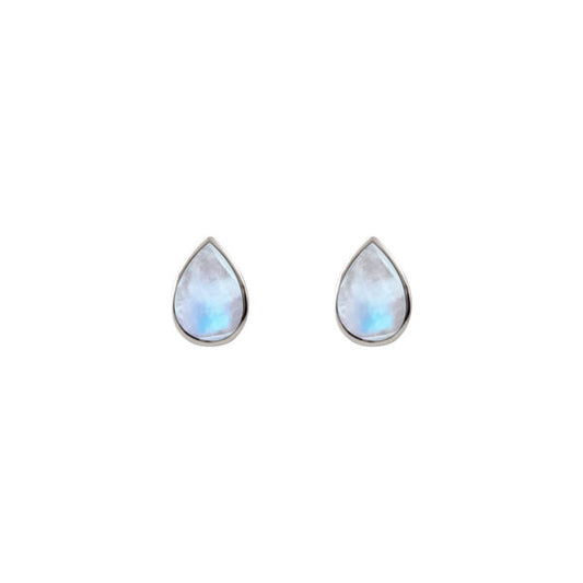 Von Treskow Sterling Silver Moonstone Pear Stud Earrings