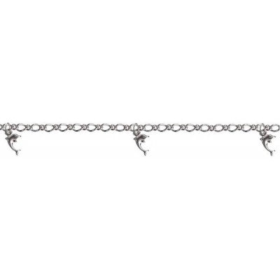 Sterling Silver Anklet with Dolphins