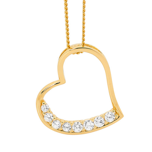 Gold Plated Cubic Zirconia Heart Pendant