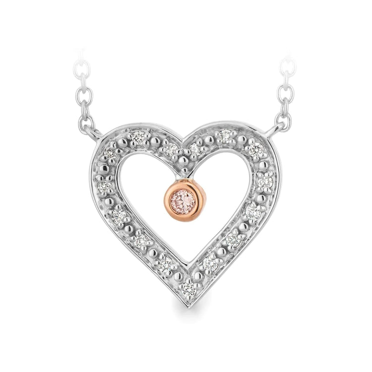 9ct Pink Caviar Diamond Heart Necklace