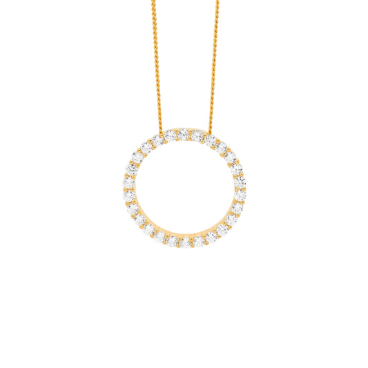 Gold Plated Cubic Zirconia Circle Pendant