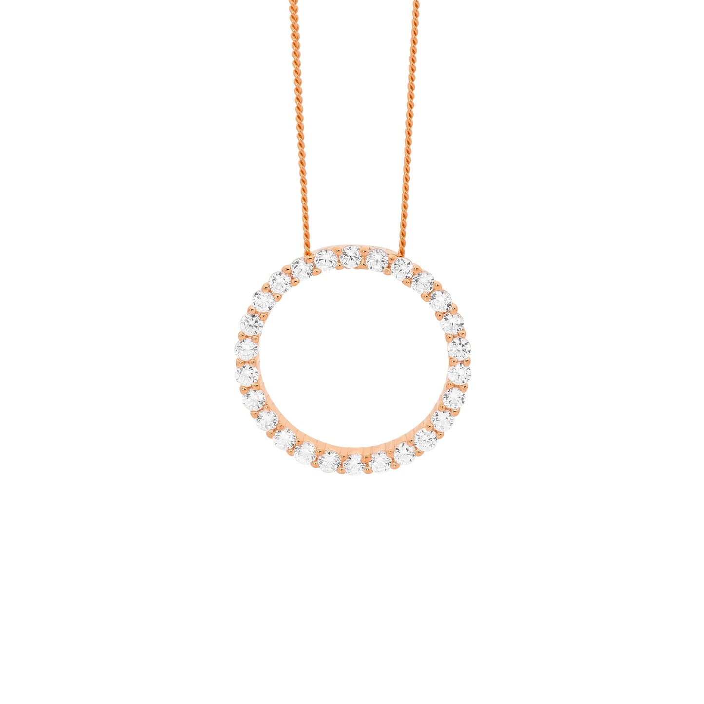 Rose Gold Plated Cubic Zirconia Circle Pendant
