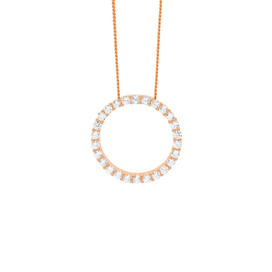 Rose Gold Plated Cubic Zirconia Circle Pendant