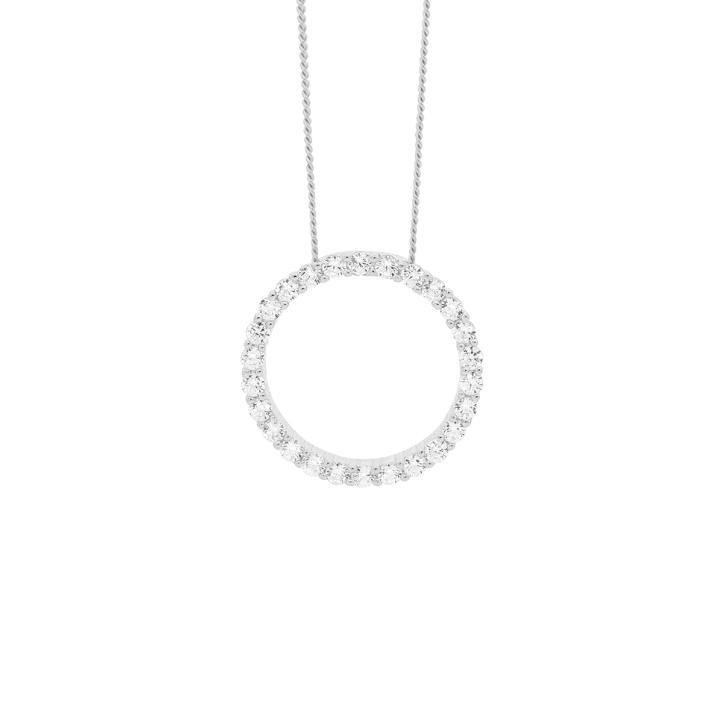 Sterling Silver Cubic Zirconia Circle Pendant