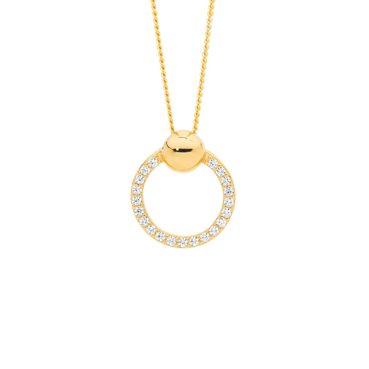 Gold Plated Cubic Zirconia Open Circle Pendant