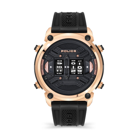 Police Rotor Rose and Black Gents Watch