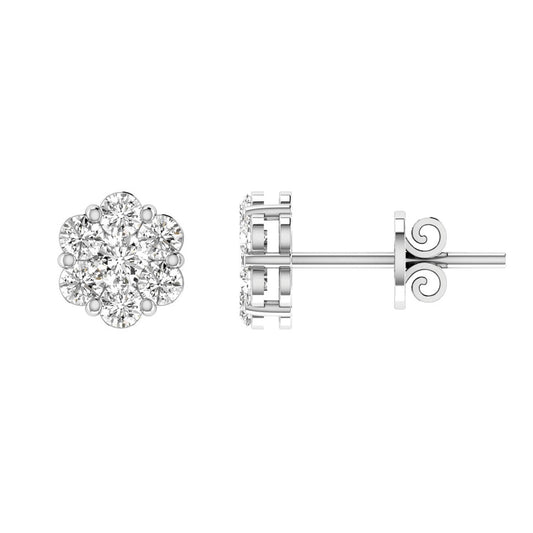9ct White Gold Diamond Cluster Earrings