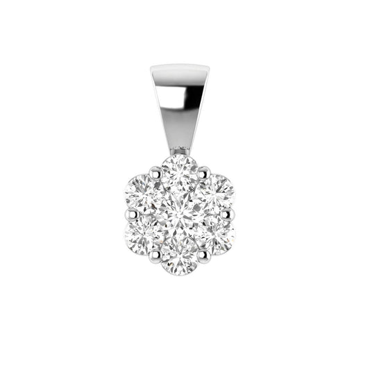 9ct White Gold Cluster Diamond Pendant with 0.25ct Diamonds