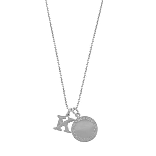 Von Treskow Sterling Silver Necklace With Small Initial Charm And Von Treskow Plate (Circular Text)