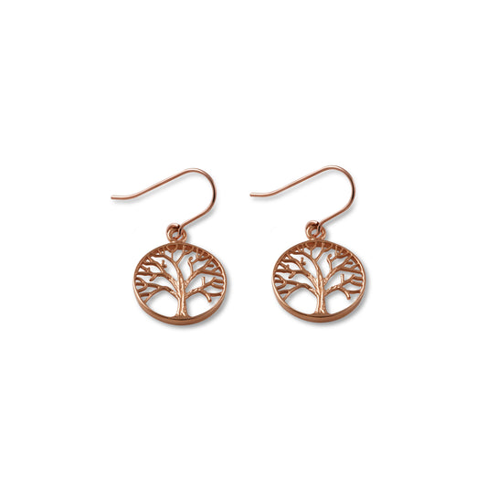 Von Treskow Rose Gold Plated Sterling Silver Extra Small Tree of Life Earrings