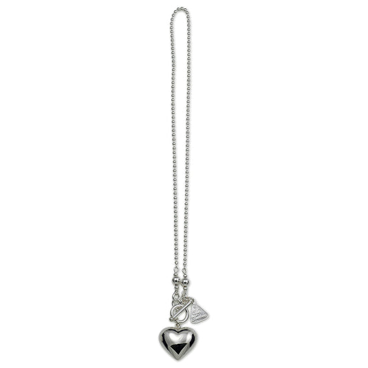 Von Treskow Silver Ball Chain Puffy Heart Necklace