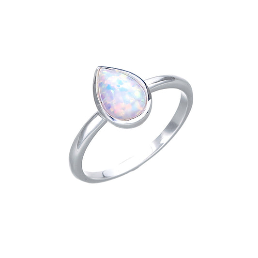 Von Treskow Sterling Silver Pear Shaped Czelline Opal Fine Ring