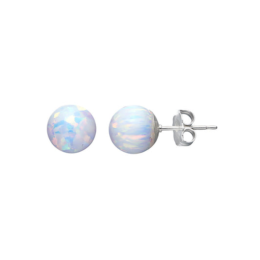 Von Treskow Sterling Silver 8mm White Czelline Opal Studs