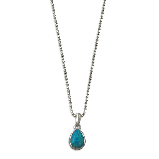 Von Treskow Pear blue Czelline Opal Ball Chain Necklace