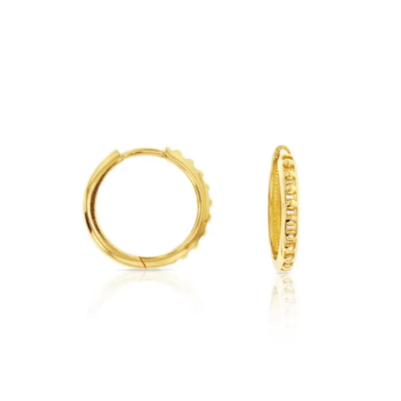 9ct Yellow Gold Beaded Look Huggie Earrings