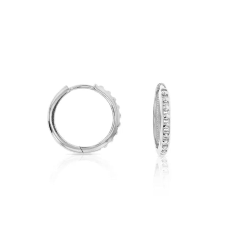 9ct White Gold Beaded Look Huggie Earrings